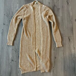 Poof Excellence Neutral Beige Knit Midi Cardigan